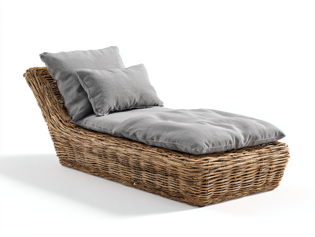 Tumbonas de ratán 185x75x78 cm - marrón y gris para jardín - diseño bajo curvo-Nivairoom