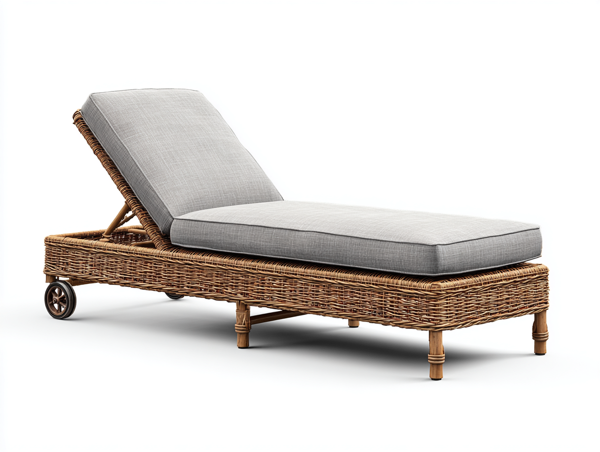 Tumbonas de ratán sintético 200x78x88 cm marrón-gris - respaldo ajustable - ruedas integradas-Nivairoom