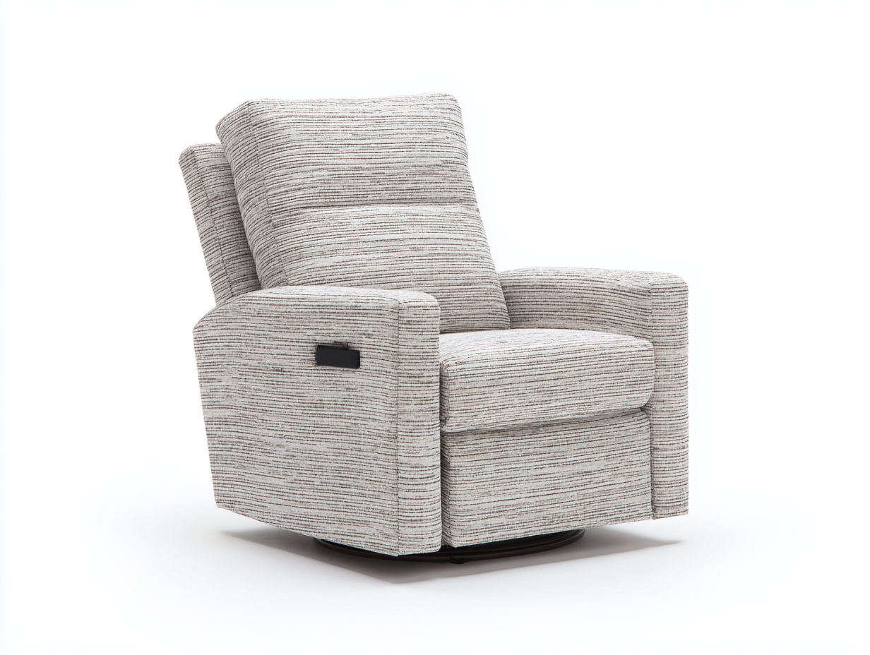 Sillones reclinables de tela 94x90x103 cm - beige jaspeado - base giratoria para salón-Nivairoom