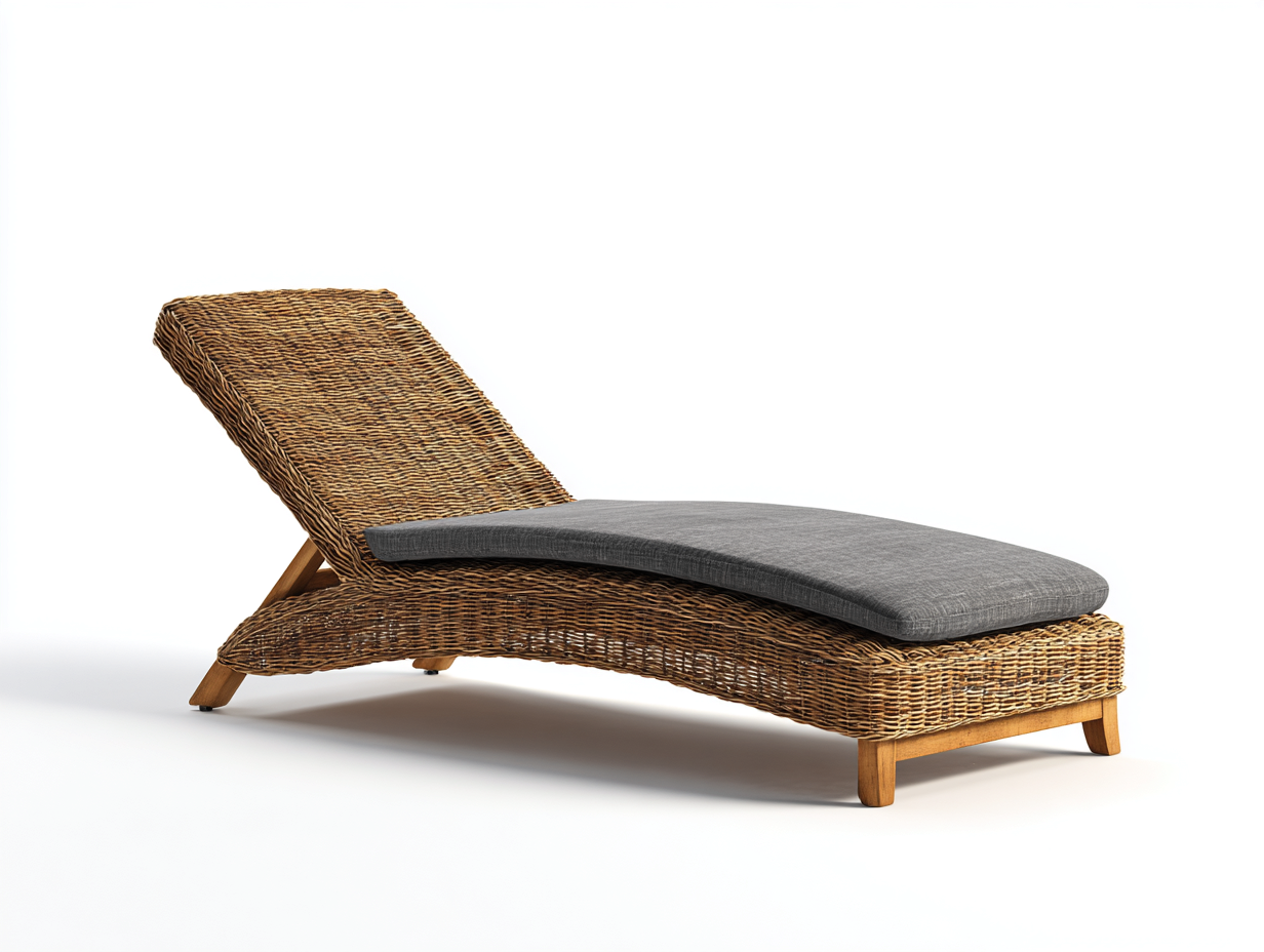 Tumbonas de ratán 196x70x82 cm - estructura marrón y superficie gris - diseño curvado reclinable para jardín-Nivairoom
