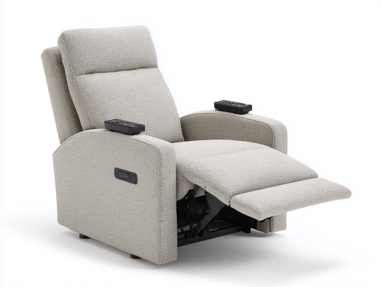 Sillones reclinables de tela 99x94x106 cm - beige y negro - diseño acolchado con reposapiés para salón-Nivairoom