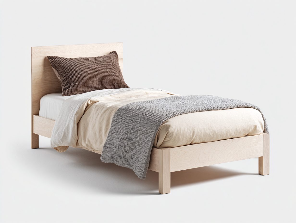 Camas individuales de madera 205x100x88 cm - madera natural - diseño moderno para dormitorio-Nivairoom