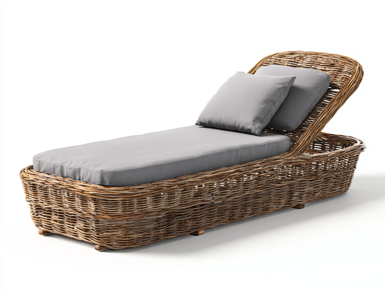 Tumbonas de ratán 188x74x82 cm - marrón y gris para jardín - diseño curvo-Nivairoom