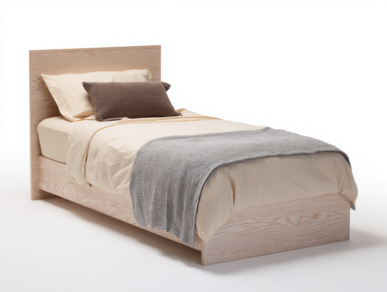 Camas individuales de madera 205x100x92 cm - madera natural - diseño moderno para dormitorio-Nivairoom
