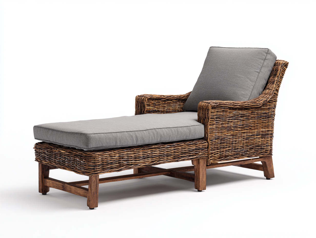 Tumbonas de ratán 175x70x86 cm - natural y gris - estructura elevada para jardín-Nivairoom