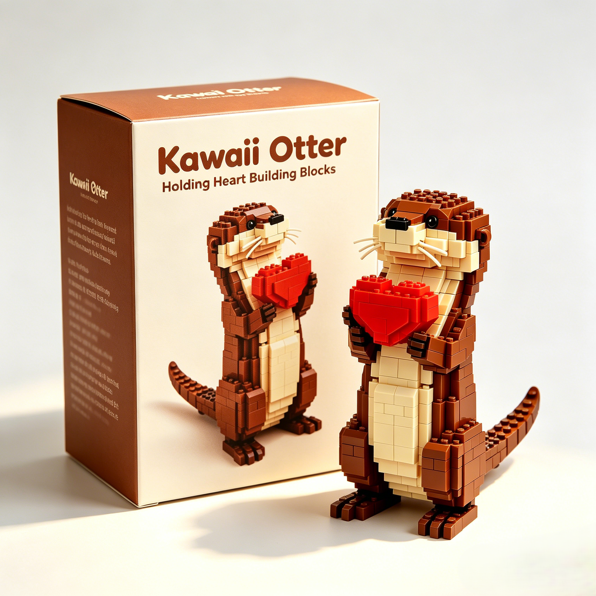 Kawaii Otter Holding Heart Building Blocks