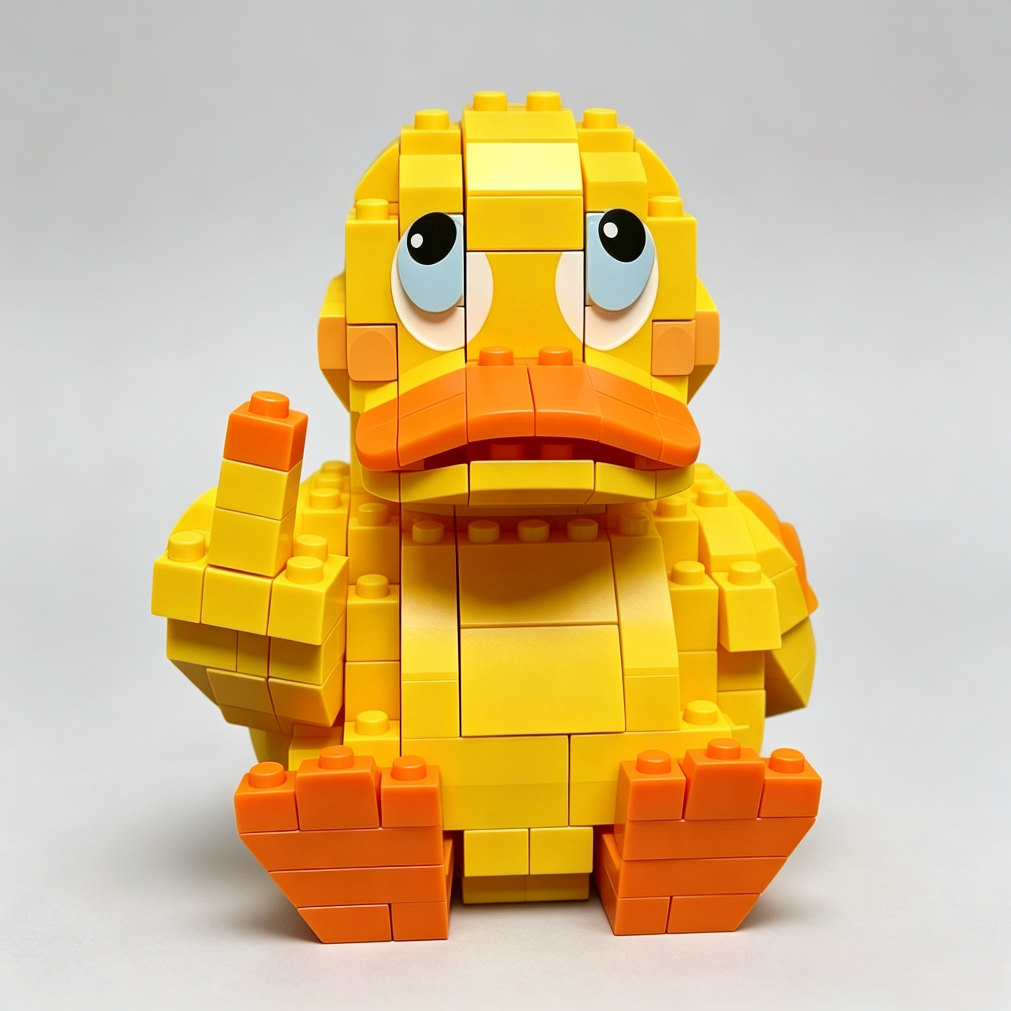 Rolling Eyes Middle Finger Duck Building Blocks