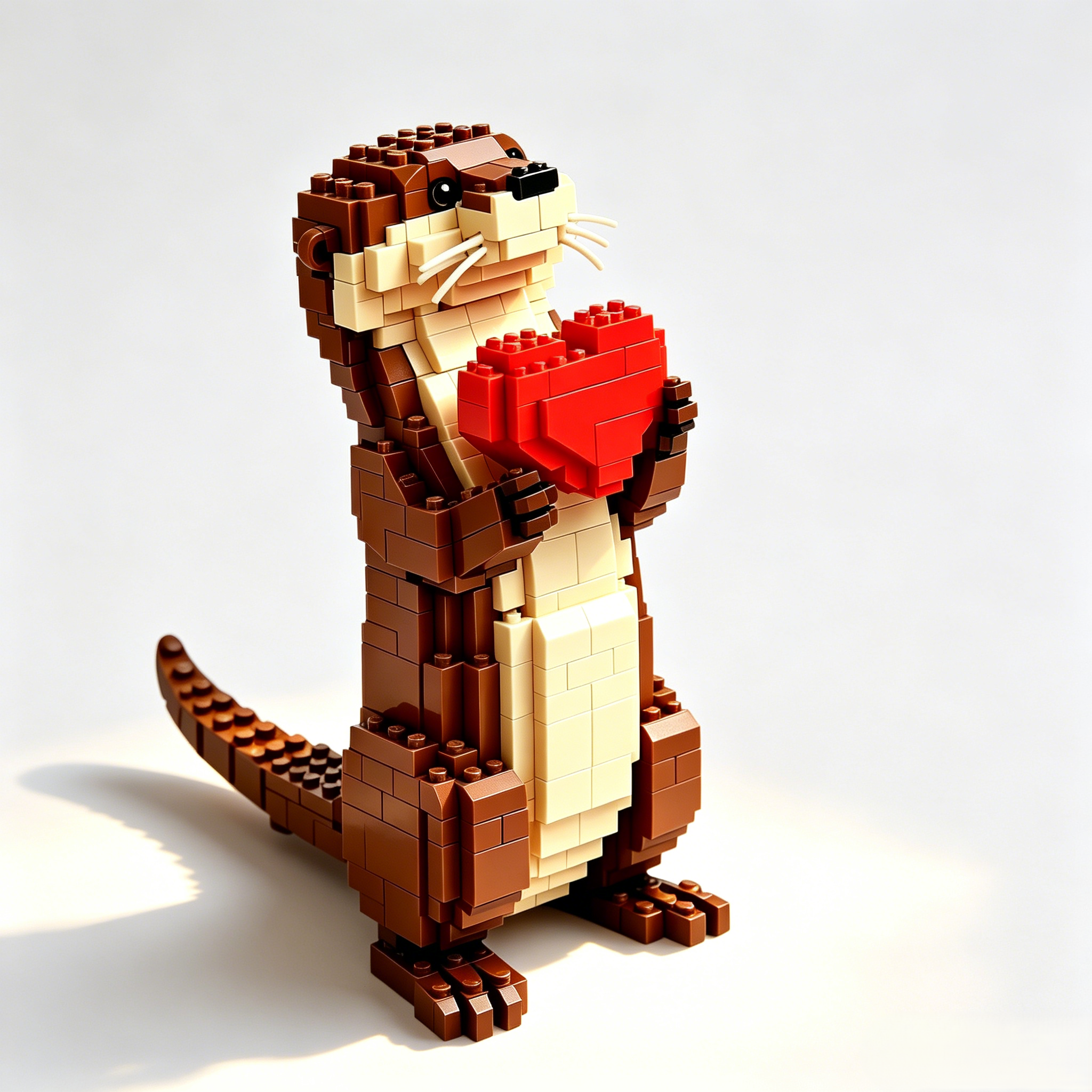Kawaii Otter Holding Heart Building Blocks