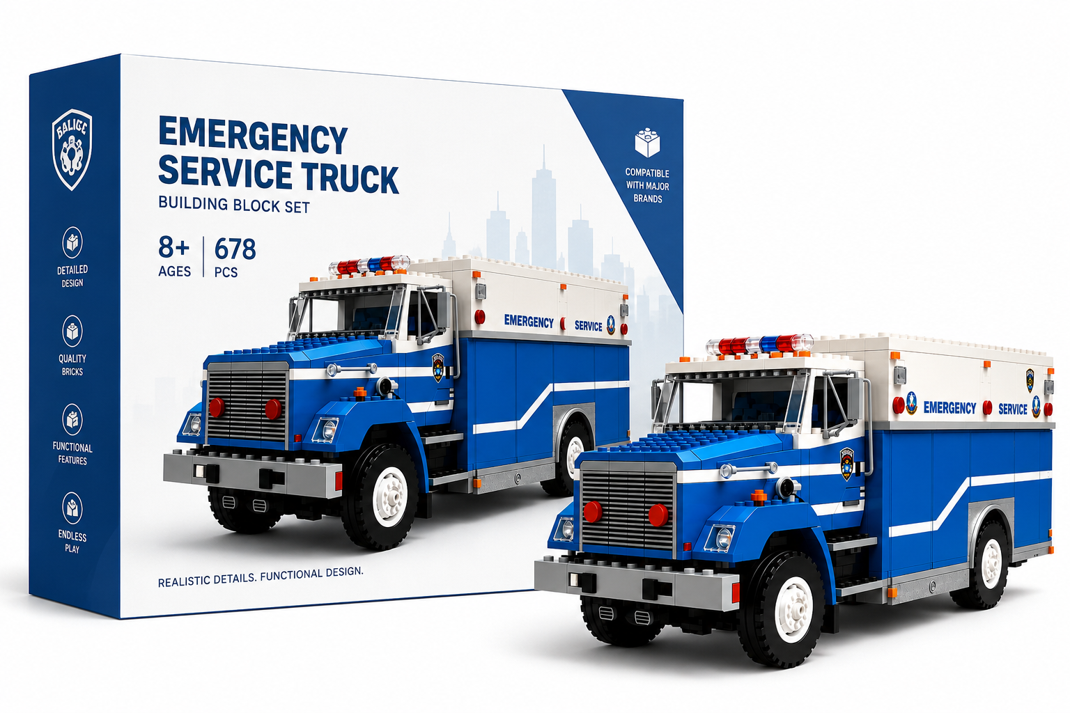 Emergency Service Truck Brick Building Set