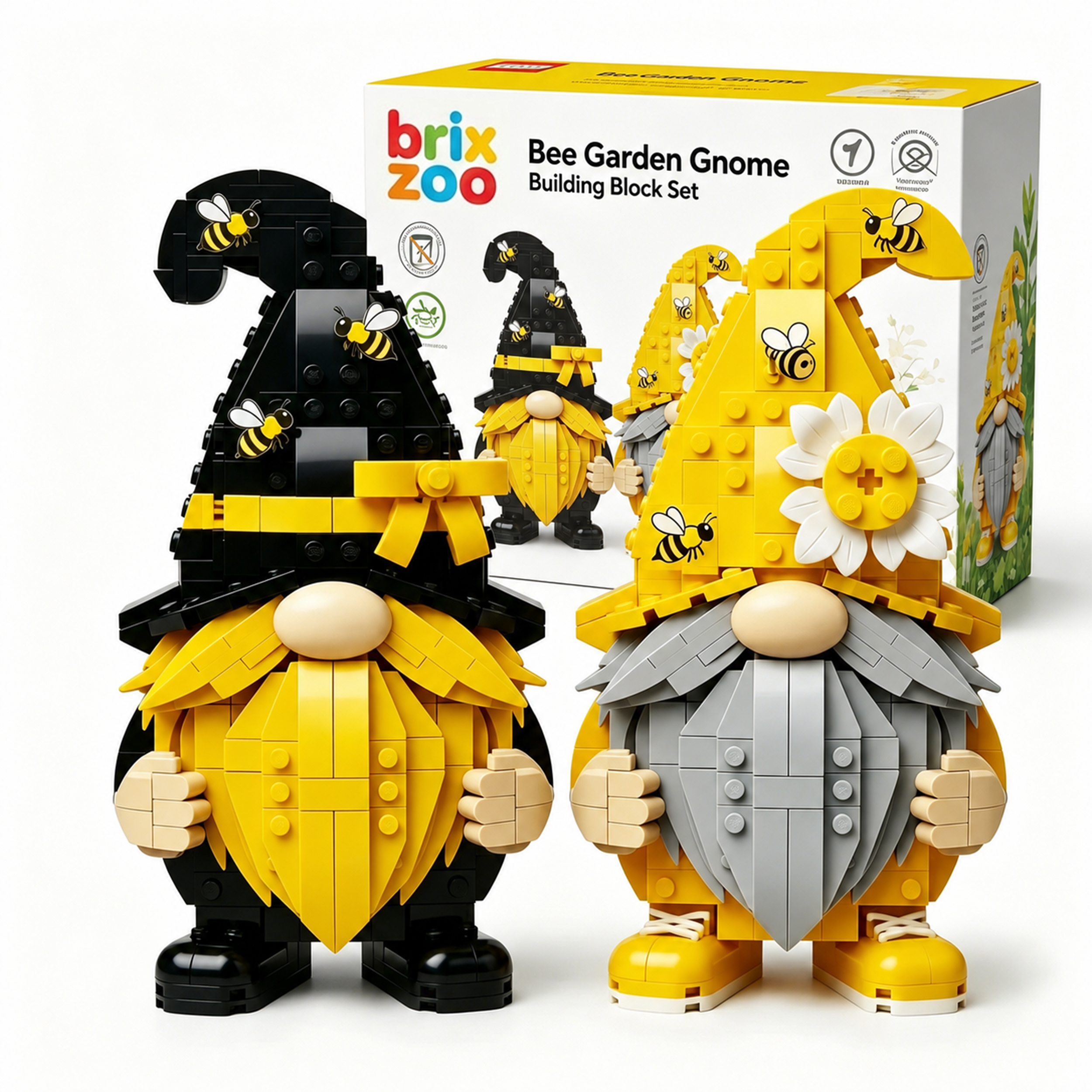 🐝 Bee Garden Gnome Building Block Set