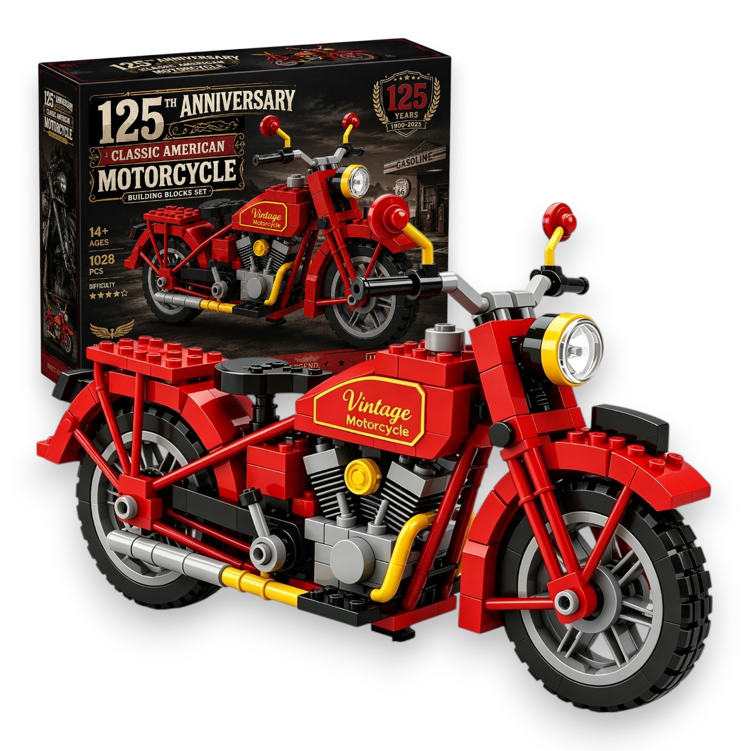 🏍️ 125th Anniversary Classic American Motorcycle Building Blocks Set