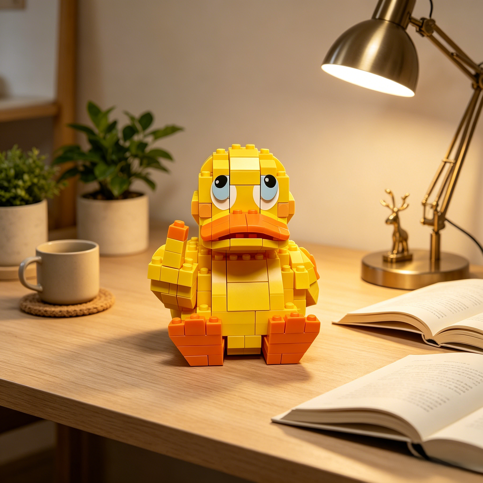Rolling Eyes Middle Finger Duck Building Blocks