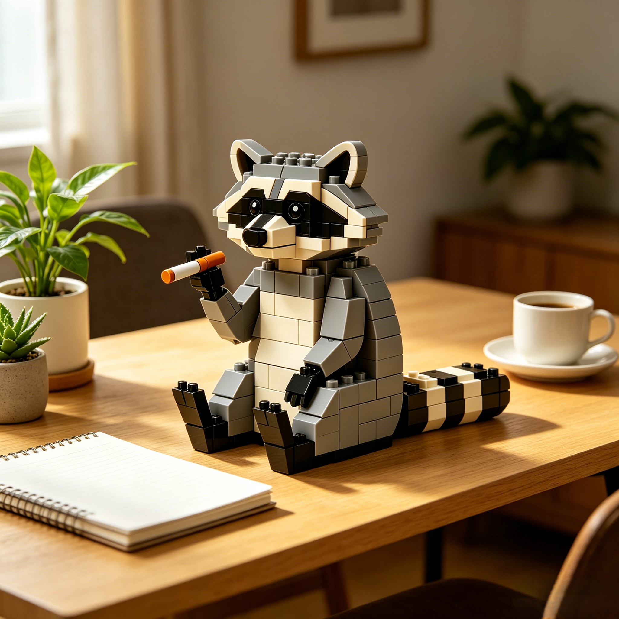 Solitary Smoker Raccoon Building Set