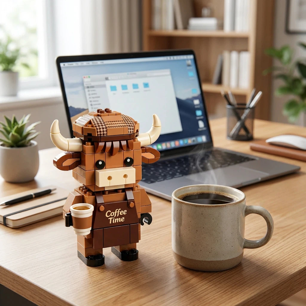 Coffee Time Highland Cow Brick Set | Barista Edition☕