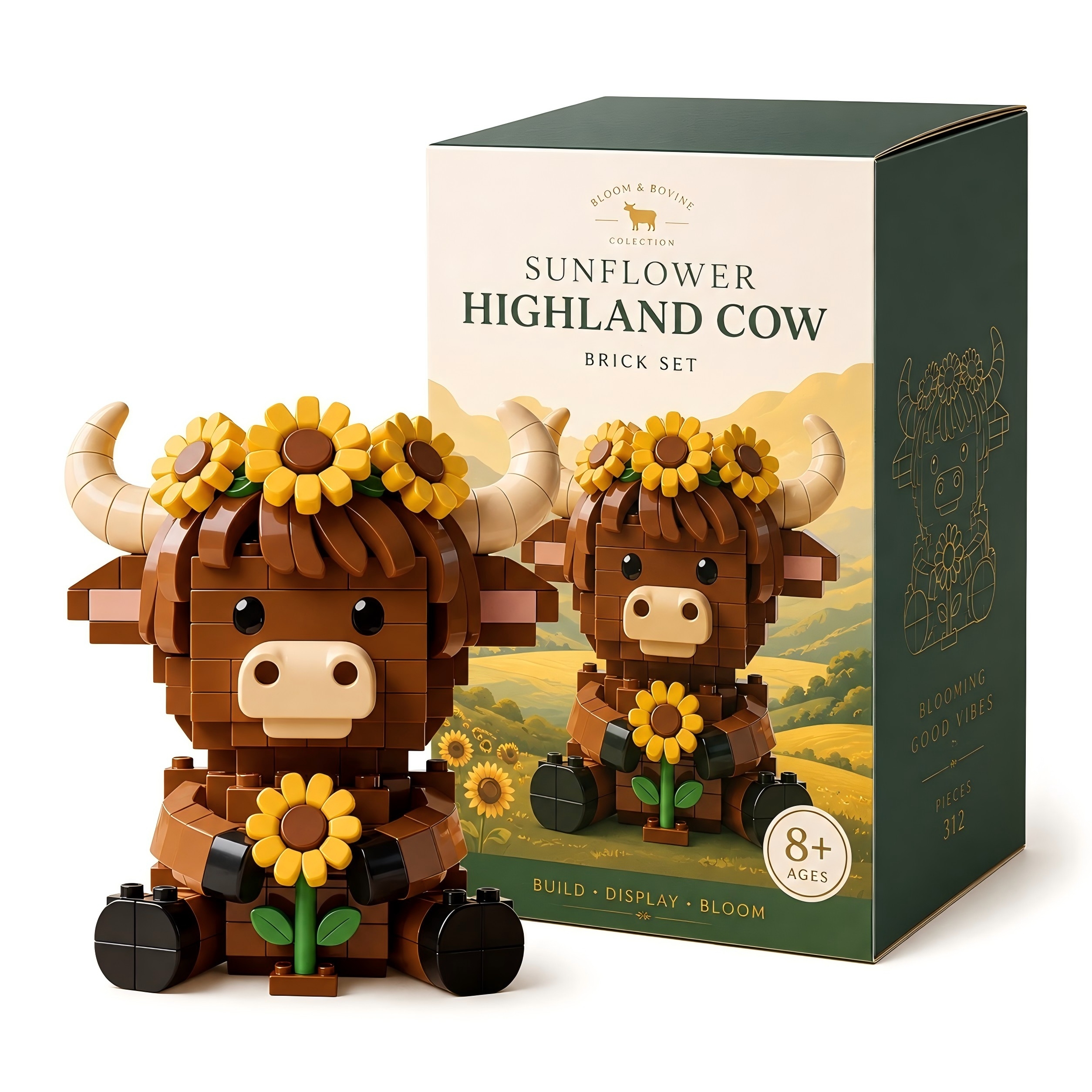 Sunflower Highland Cow Brick Set🌻🐂