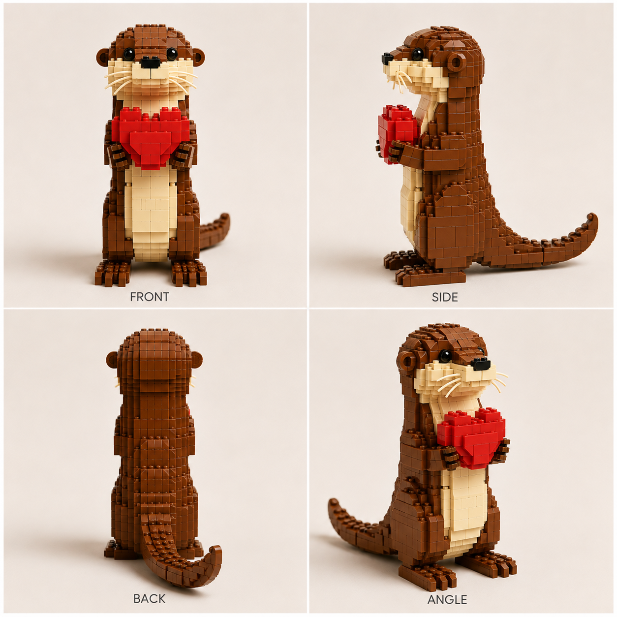 Kawaii Otter Holding Heart Building Blocks