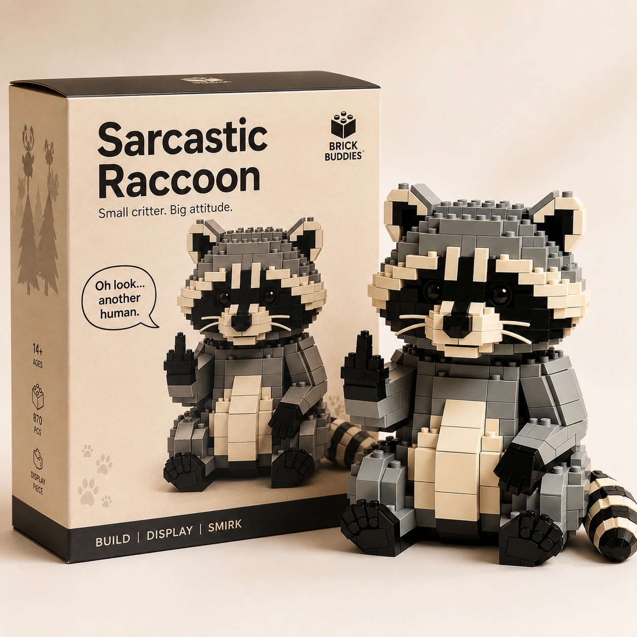 Sarcastic Raccoon Building Block Set