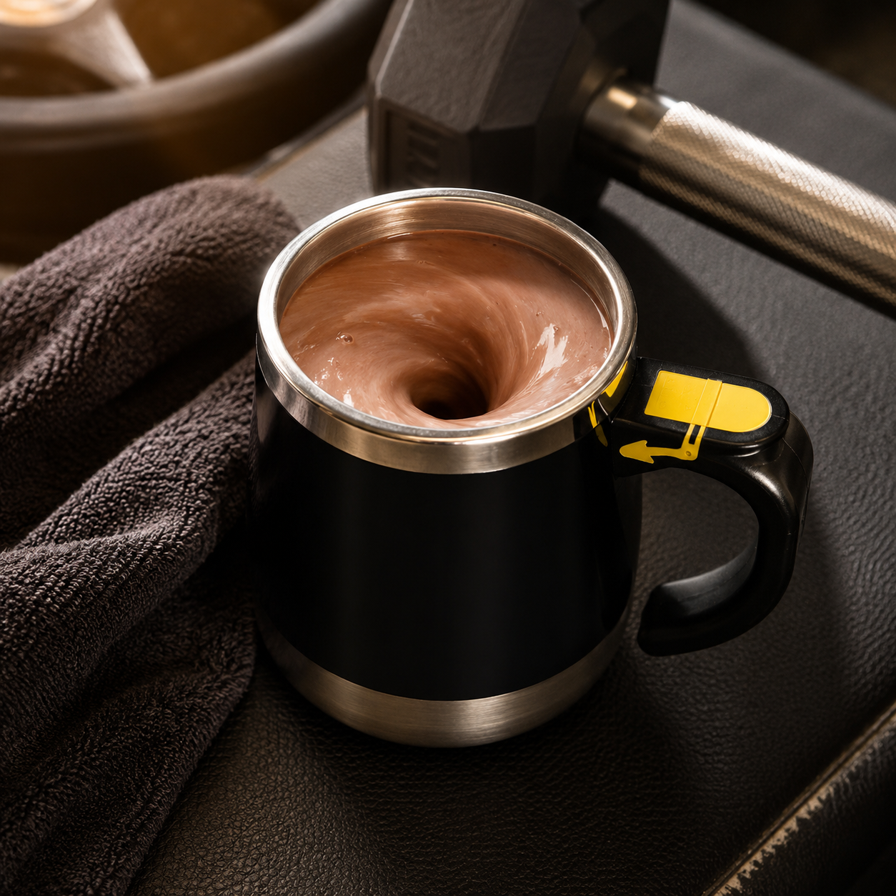 Kostenloser Versand! Kreativer, automatischer Magnetrührbecher für Faule, großer Edelstahl-Kaffeebecher mit Griff, tragbarer Becher für Proteinpulver.