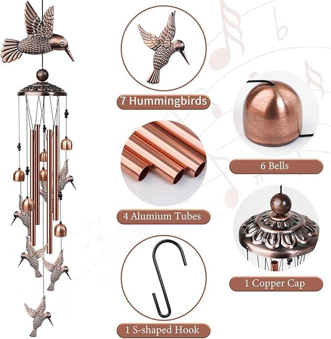 Hummingbird Wind Chimes-Retro Aluminum Bird Windchimes🐦