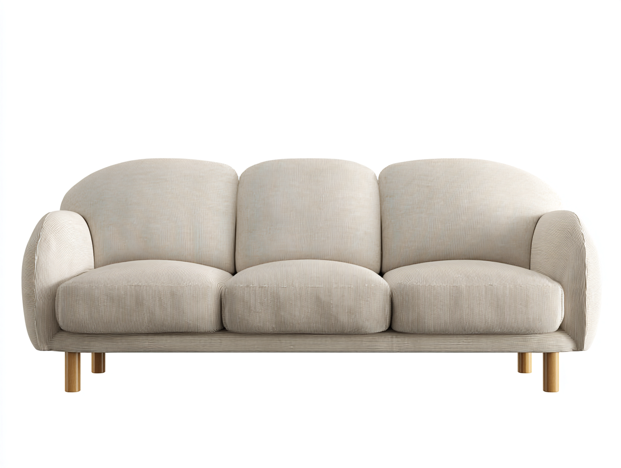 Sofás 3 plazas de tela 208x88x80 cm beige - diseño moderno para salón-Paroraliving