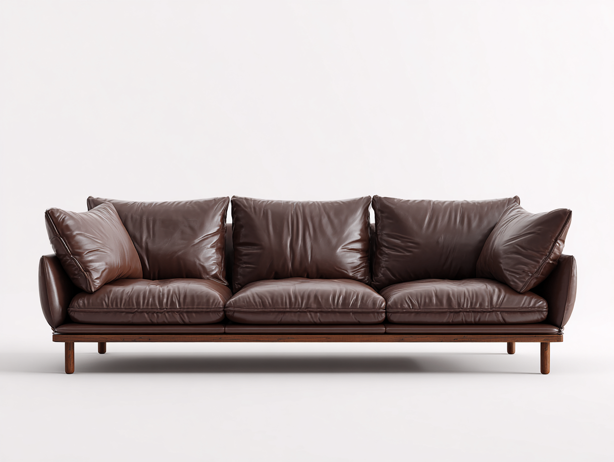Sofás 3 plazas 230x88x80 cm piel sintética marrón con base de madera - diseño moderno para salón-Paroraliving