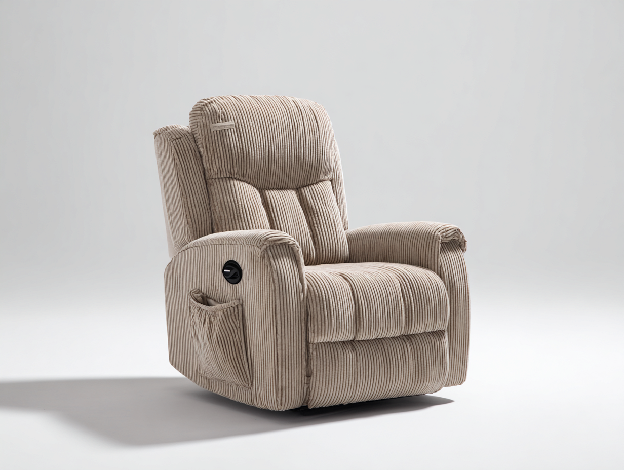 Sillones reclinables tela 90x95x105 cm beige diseño acolchado-Paroraliving