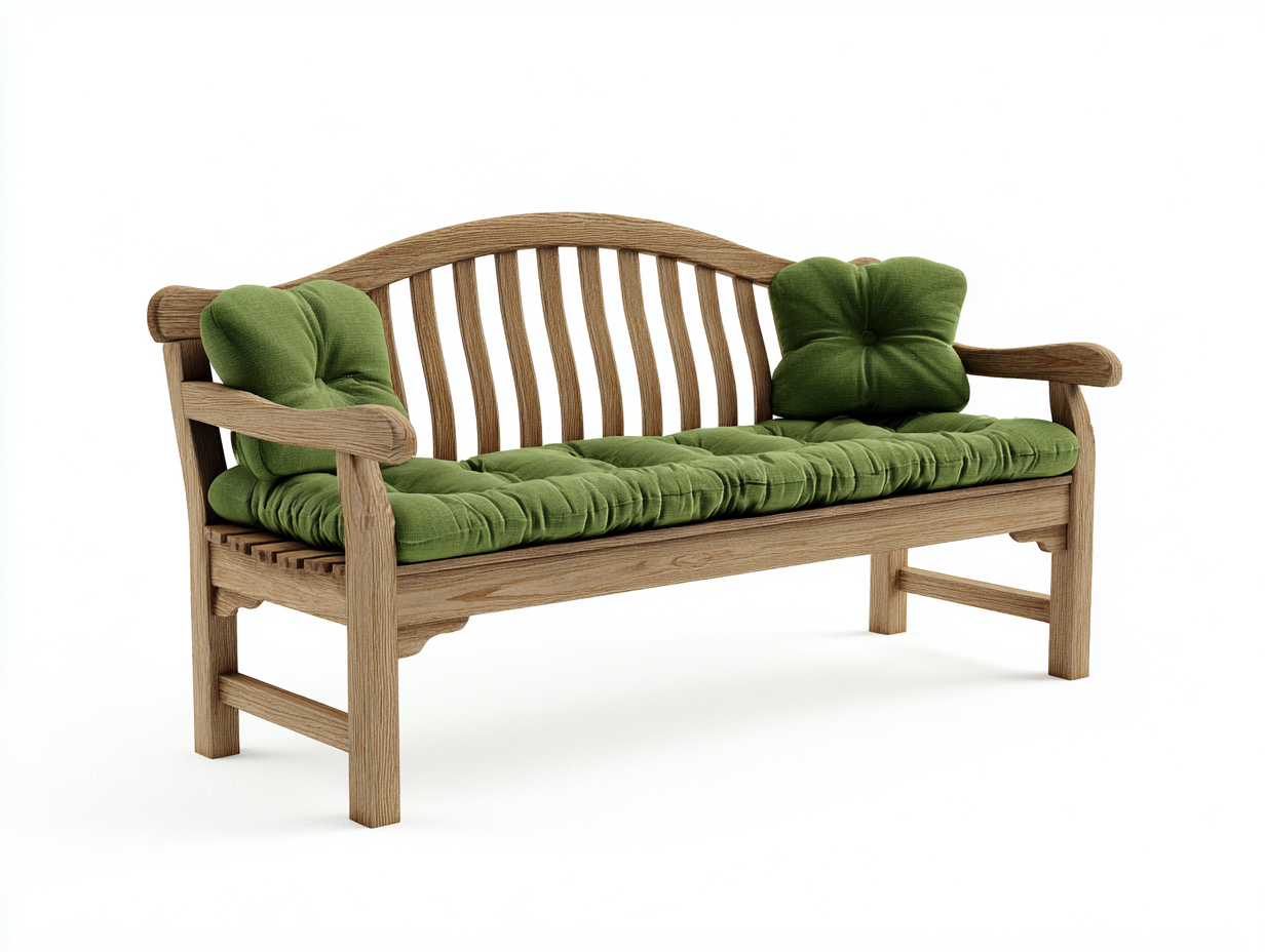 Bancos de jardín 160x58x88 cm madera natural con asiento verde - diseño clásico para exterior-Paroraliving