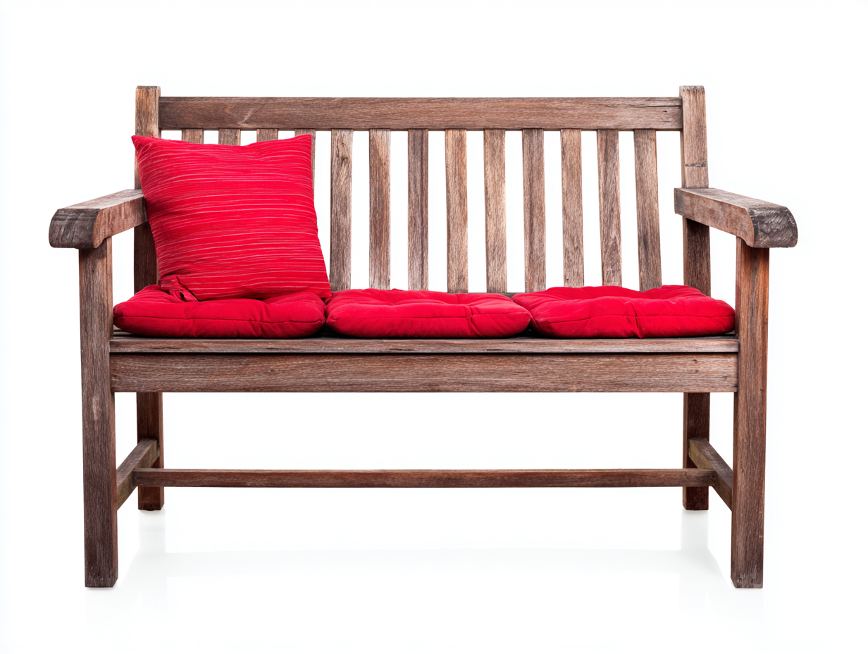 Bancos de jardín 150x55x85 cm madera marrón con asiento rojo - diseño clásico para exterior-Paroraliving