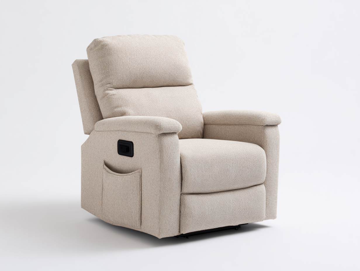 Sillones reclinables 98x90x102 cm tela beige con reposabrazos acolchados - diseño cómodo para salón-Paroraliving