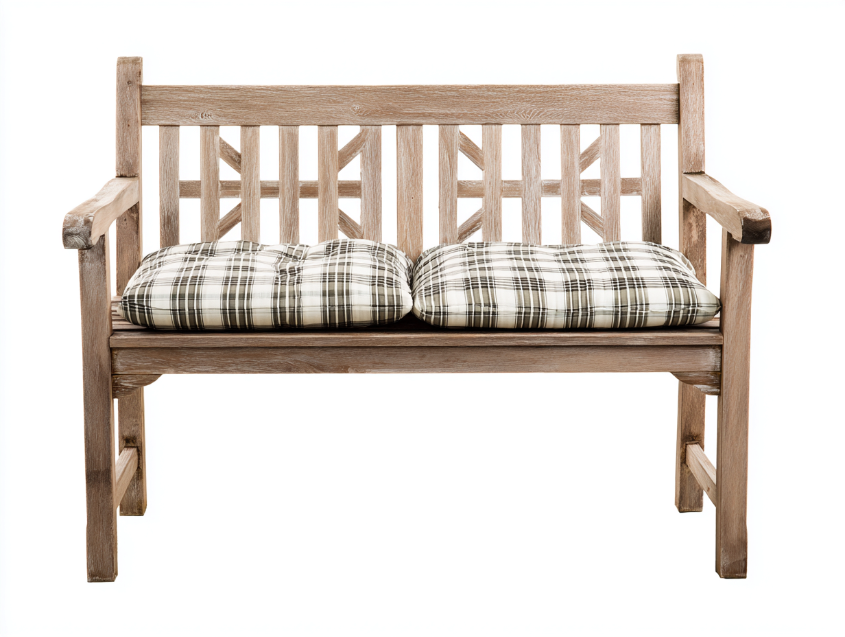 Bancos de jardín 125x60x90 cm - madera beige con asiento de cuadros - diseño rústico para exterior-Paroraliving