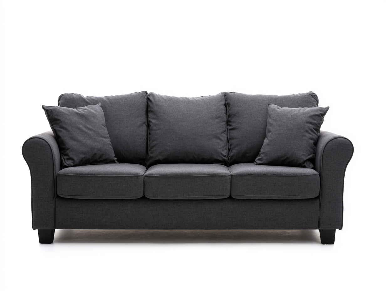 Sofás 3 plazas de tela 205x86x82 cm gris oscuro - diseño clásico para salón-Paroraliving
