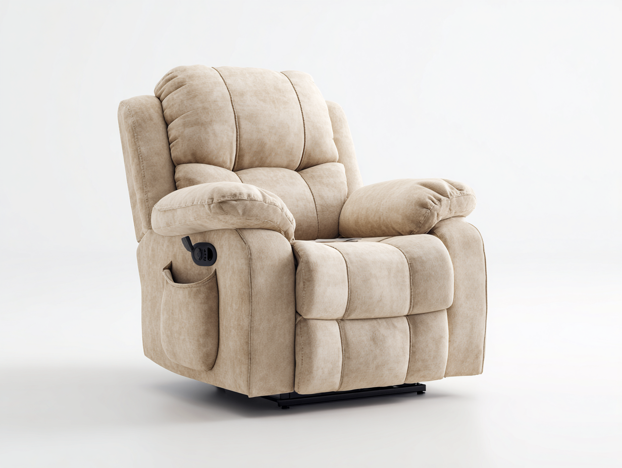 Sillones reclinables tela 92x98x108 cm beige acolchado ergonómico-Paroraliving