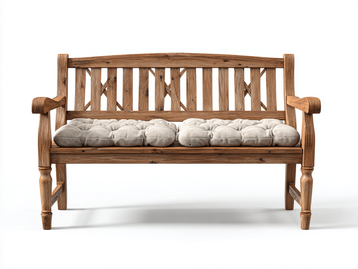 Bancos de jardín 150x60x88 cm - madera marrón con asiento beige - diseño rústico para exterior-Paroraliving