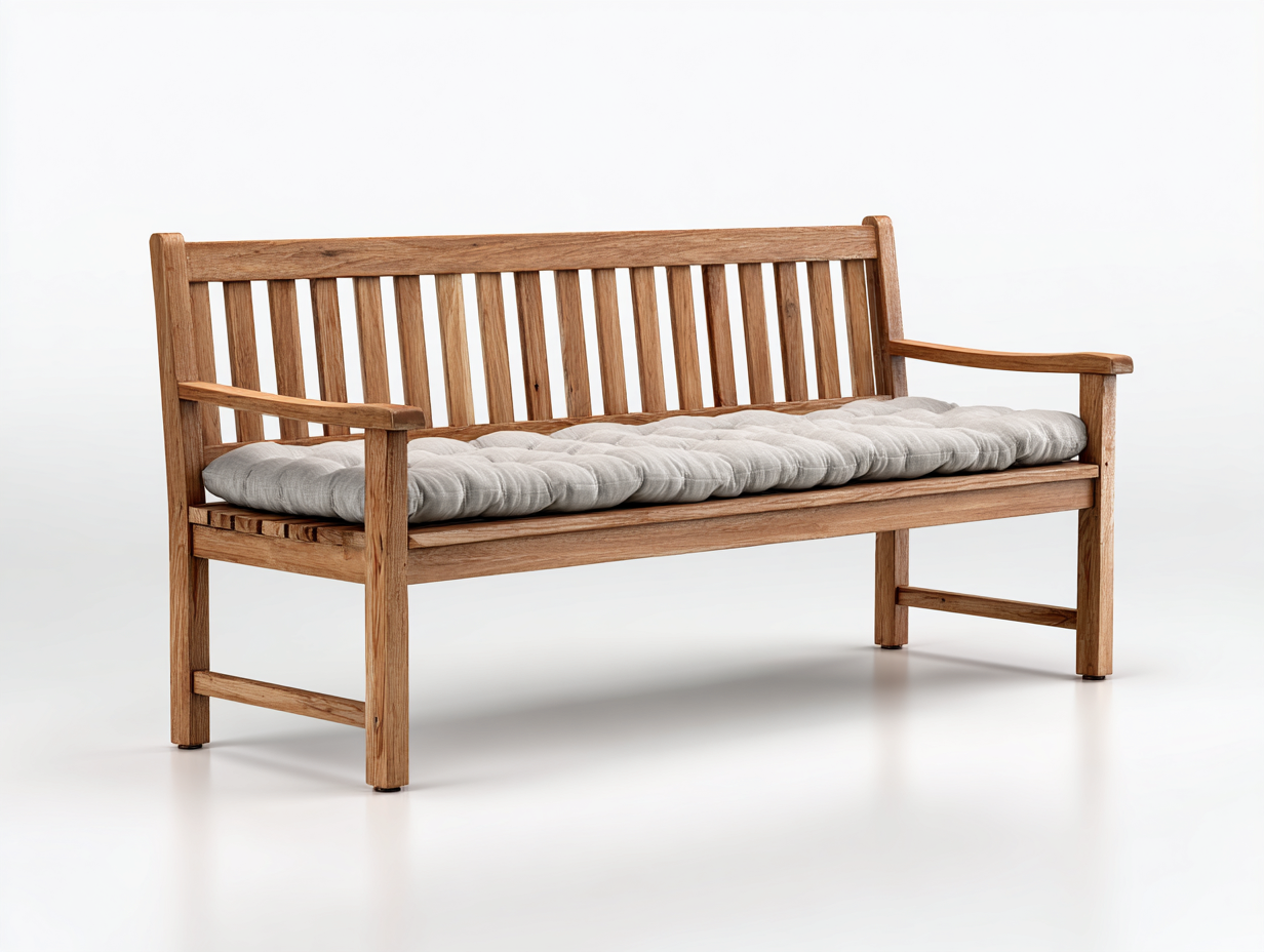Banco de jardín 160x55x88 cm en madera maciza marrón con asiento gris - reposabrazos y respaldo - diseño natural para exterior-Paroraliving