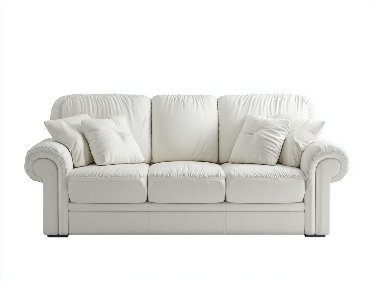 Sofás 3 plazas cuero sintético 215x95x90 cm blanco diseño clásico-Paroraliving