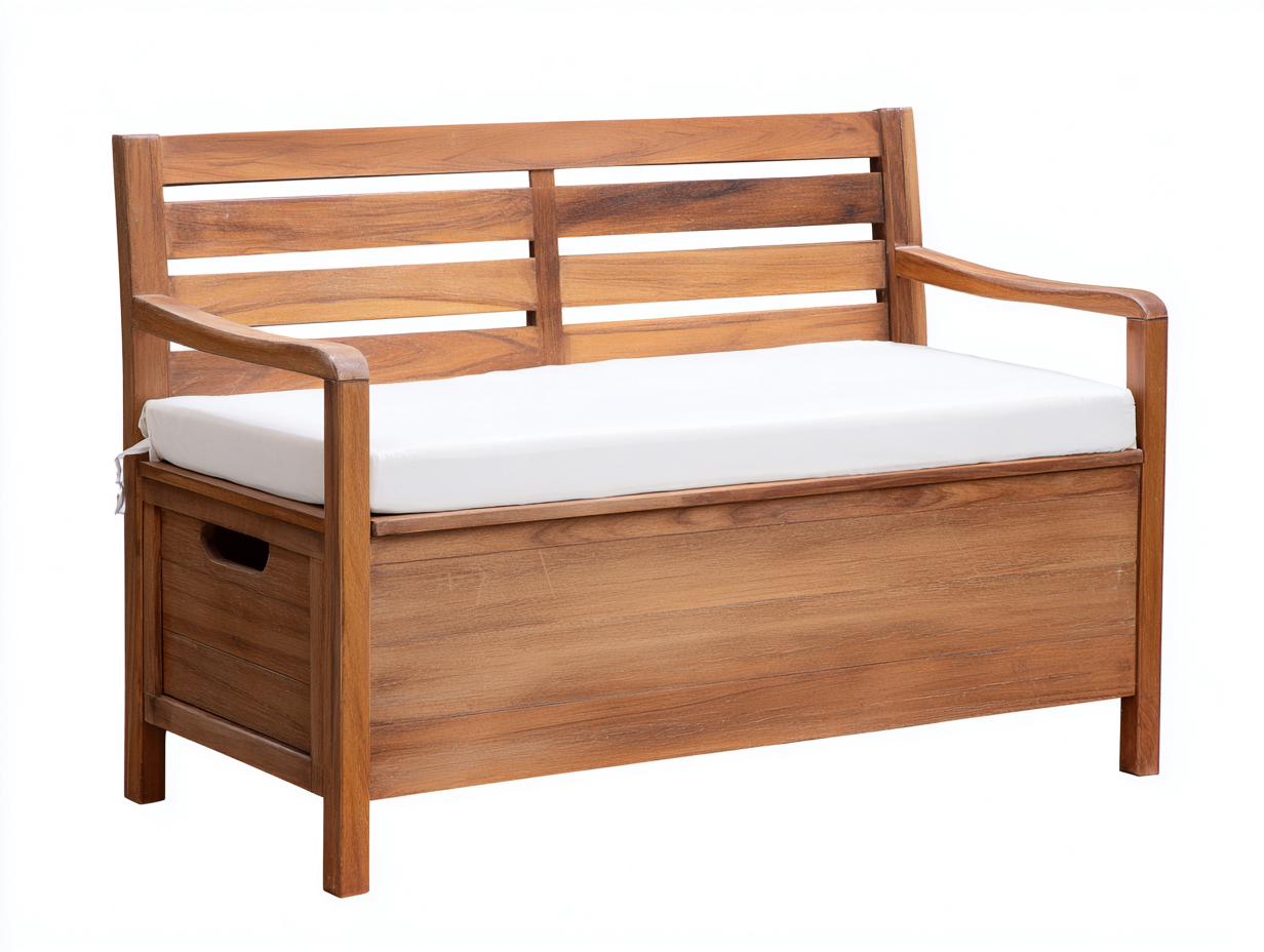 Bancos de jardín madera 145x62x88 cm marrón-blanco con almacenamiento-Paroraliving