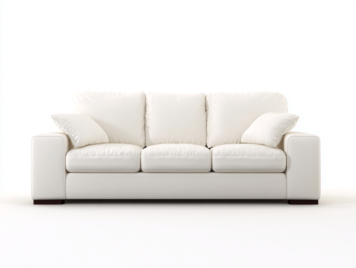 Sofás 3 plazas 220x90x80 cm piel sintética blanca con brazos rectos - diseño moderno para salón-Paroraliving