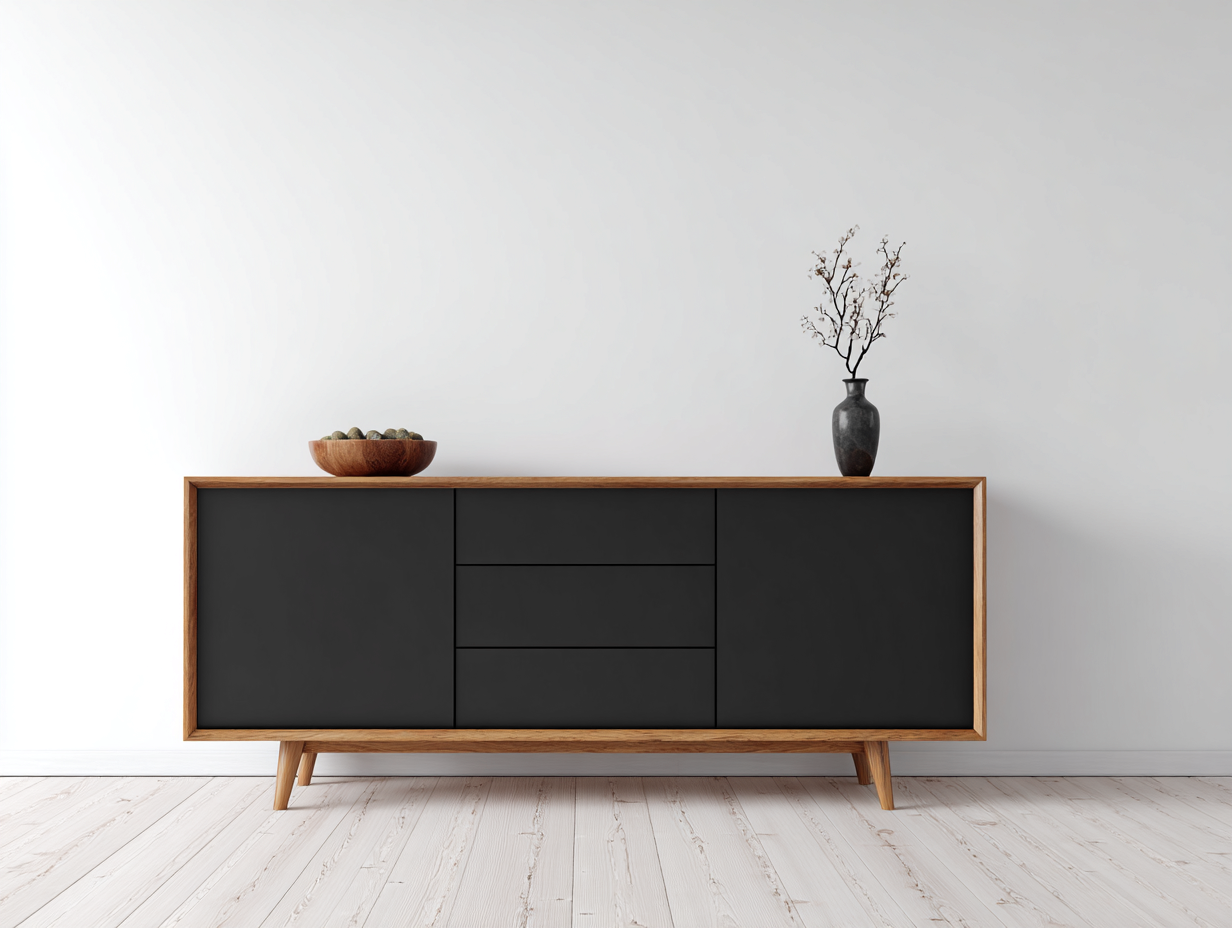 Mueble recibidor 160x40x75 cm - madera en negro y marrón - diseño nórdico para entrada-Paroraliving