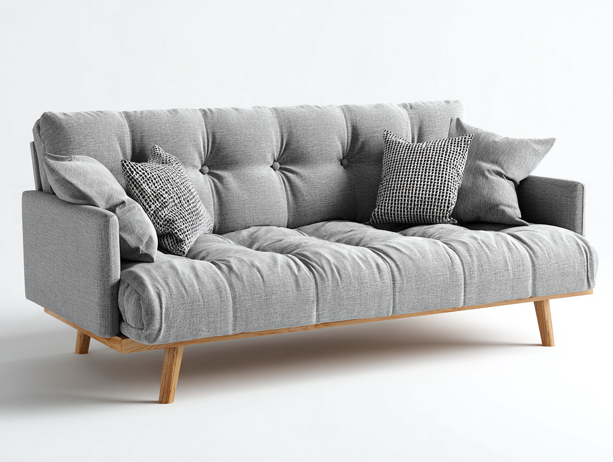 Sofás 3 plazas tela 216x90x86 cm gris claro diseño nórdico-Paroraliving