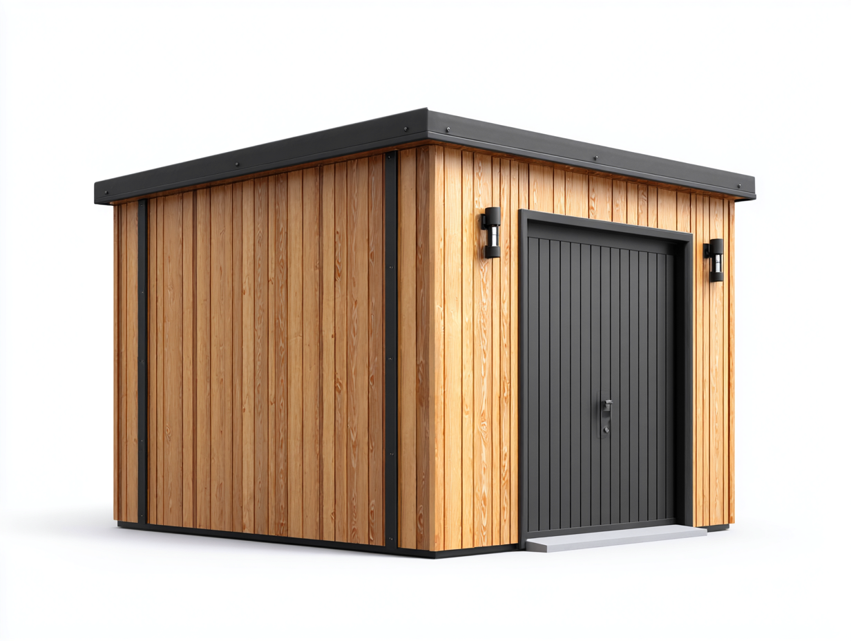 Caseta de jardín 260x200x220 cm en madera maciza marrón y negro - 1 puerta - diseño moderno para exterior-Paroraliving