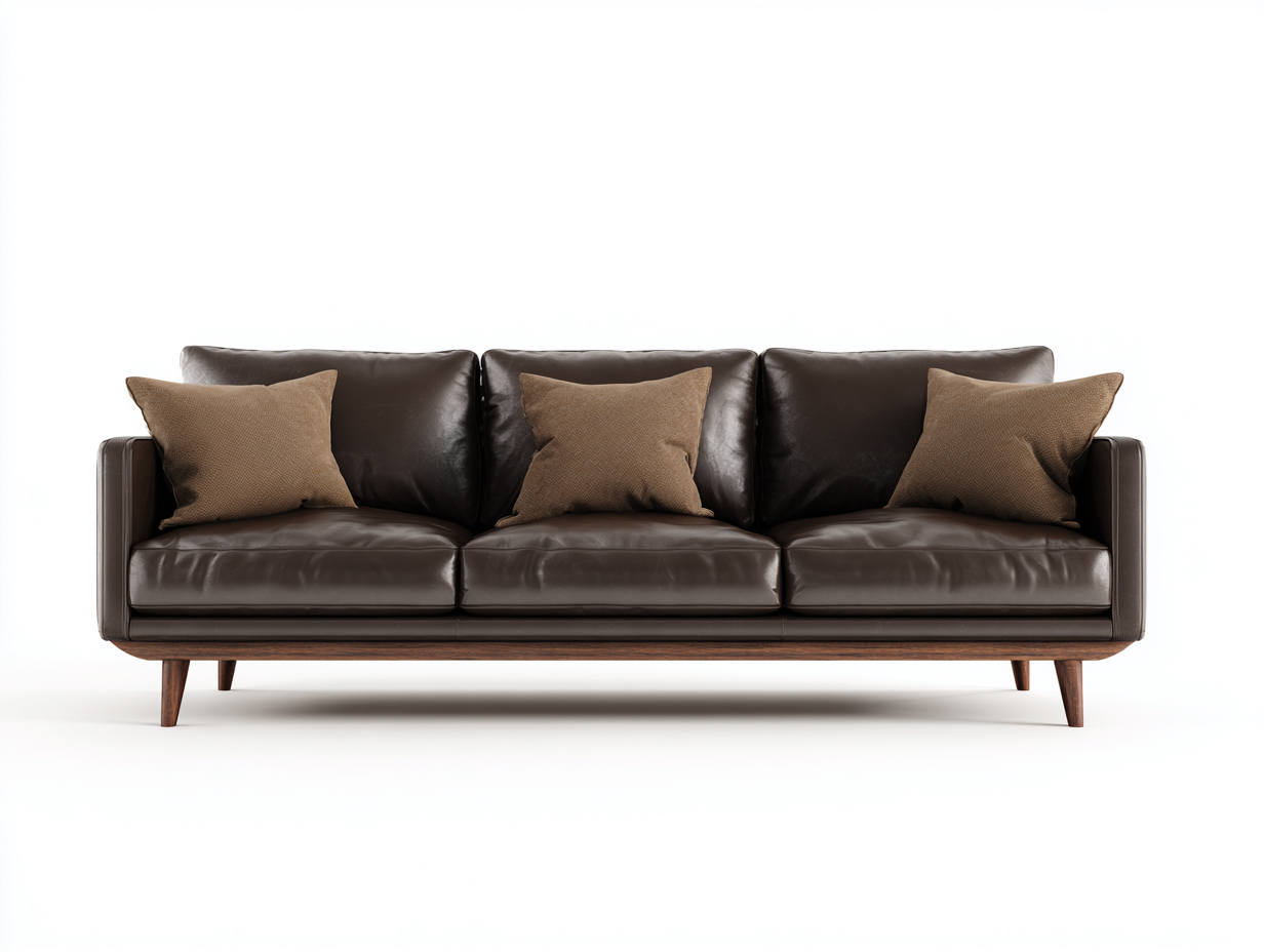 Sofás 3 plazas de piel sintética 215x88x84 cm marrón oscuro - diseño moderno para salón-Paroraliving