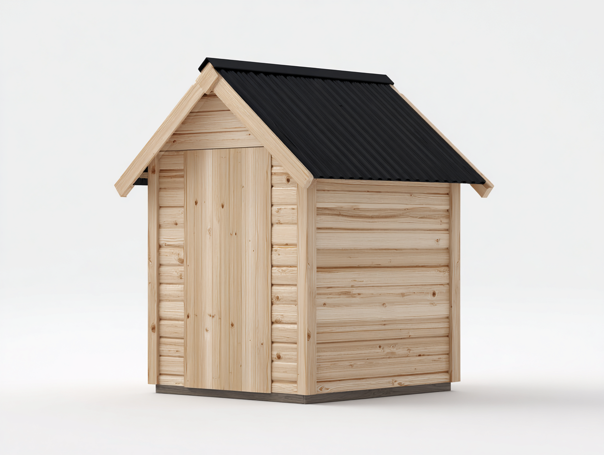 Casetas de jardín 200x180x225 cm - madera natural con tejado negro - diseño rústico para exterior-Paroraliving