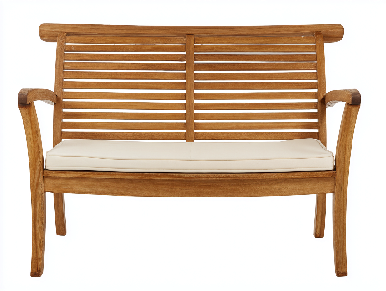 Bancos de jardín 120x60x90 cm - madera marrón con cojín beige - diseño clásico para terraza y patio-Paroraliving