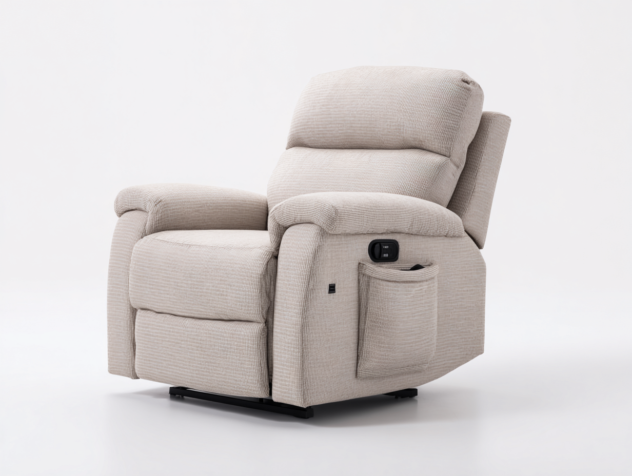 Sillones reclinables tela 91x97x105 cm beige acolchado ergonómico-Paroraliving