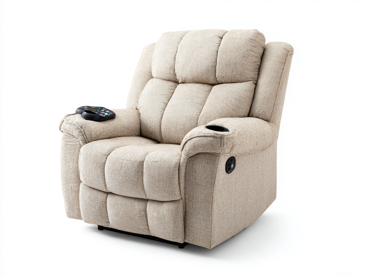 Sillones reclinables tela 95x96x104 cm beige acolchado ergonómico-Paroraliving
