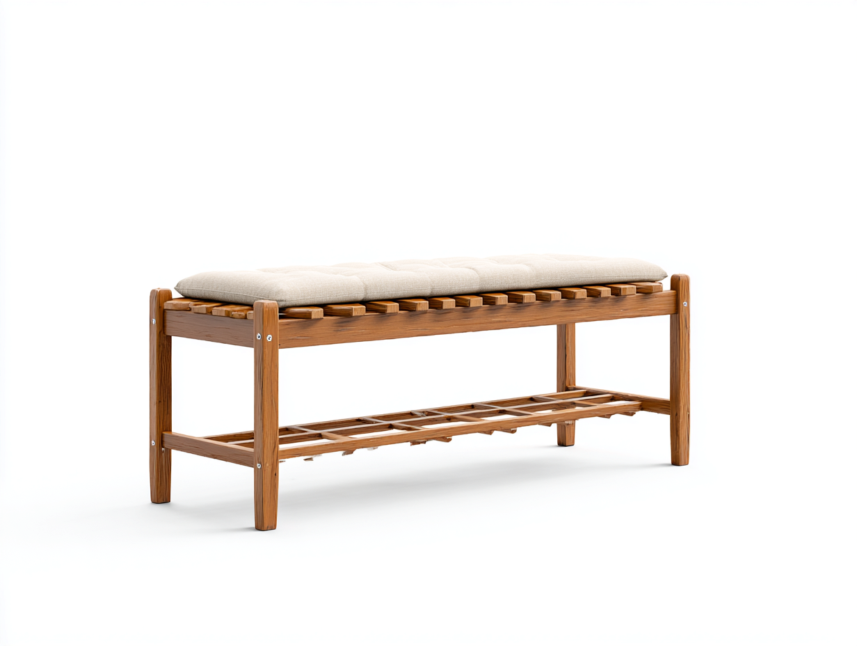 Bancos de jardín 120x35x48 cm madera marrón con asiento beige - diseño natural para exterior-Paroraliving