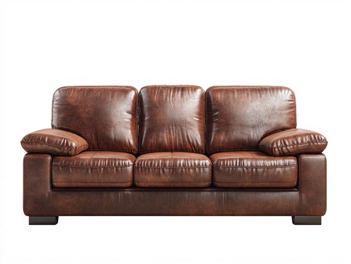 Sofás 3 plazas 215x88x82 cm piel sintética marrón con brazos acolchados - diseño clásico para salón-Paroraliving