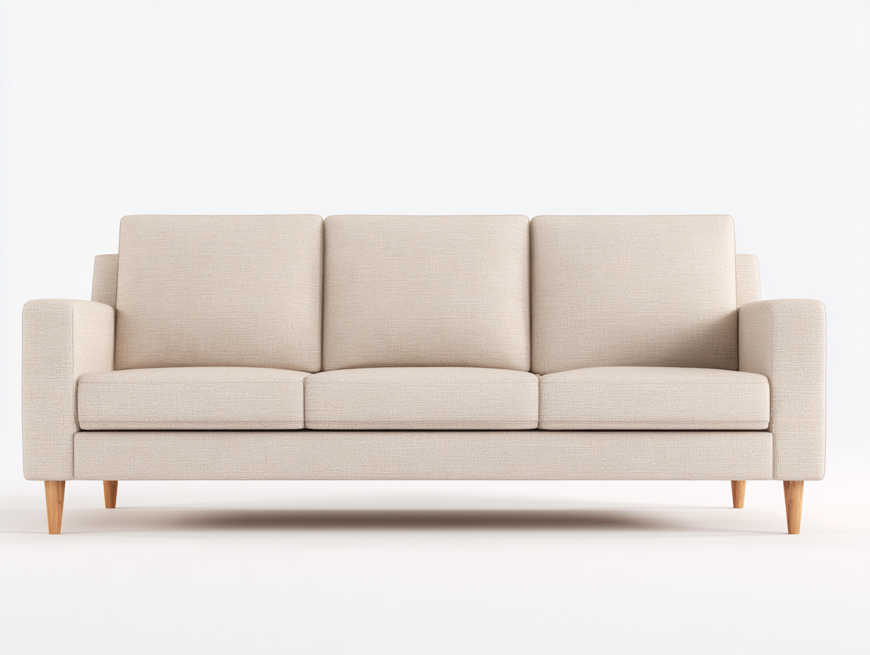 Sofás 3 plazas tela 212x88x84 cm beige diseño escandinavo-Paroraliving