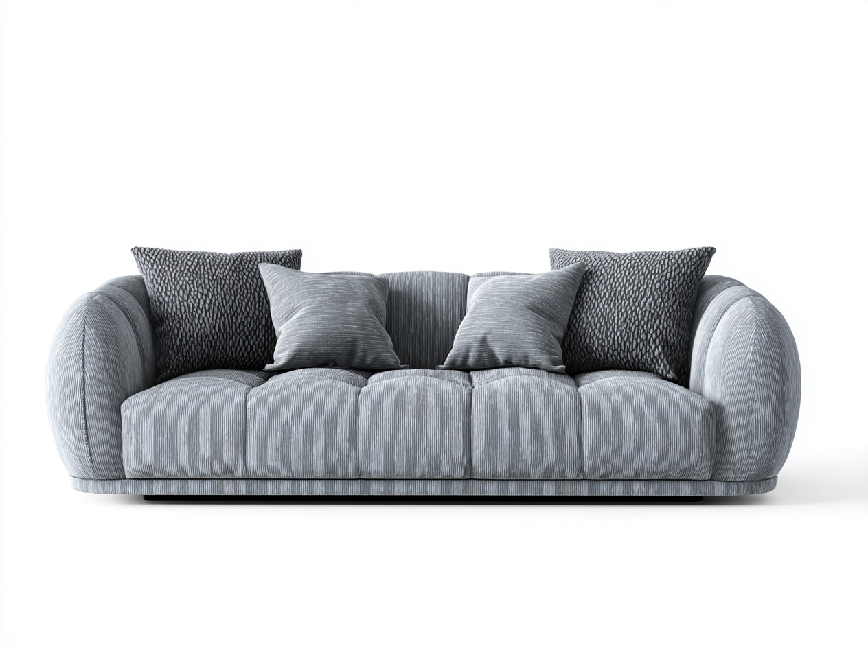 Sofás 3 plazas 220x90x78 cm - tapizado de pana gris con brazos redondeados - diseño moderno para salón-Paroraliving