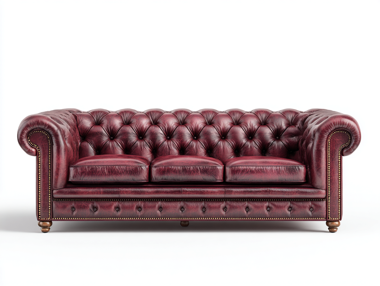Sofás 3 plazas cuero sintético 225x92x80 cm rojo vino diseño clásico-Paroraliving